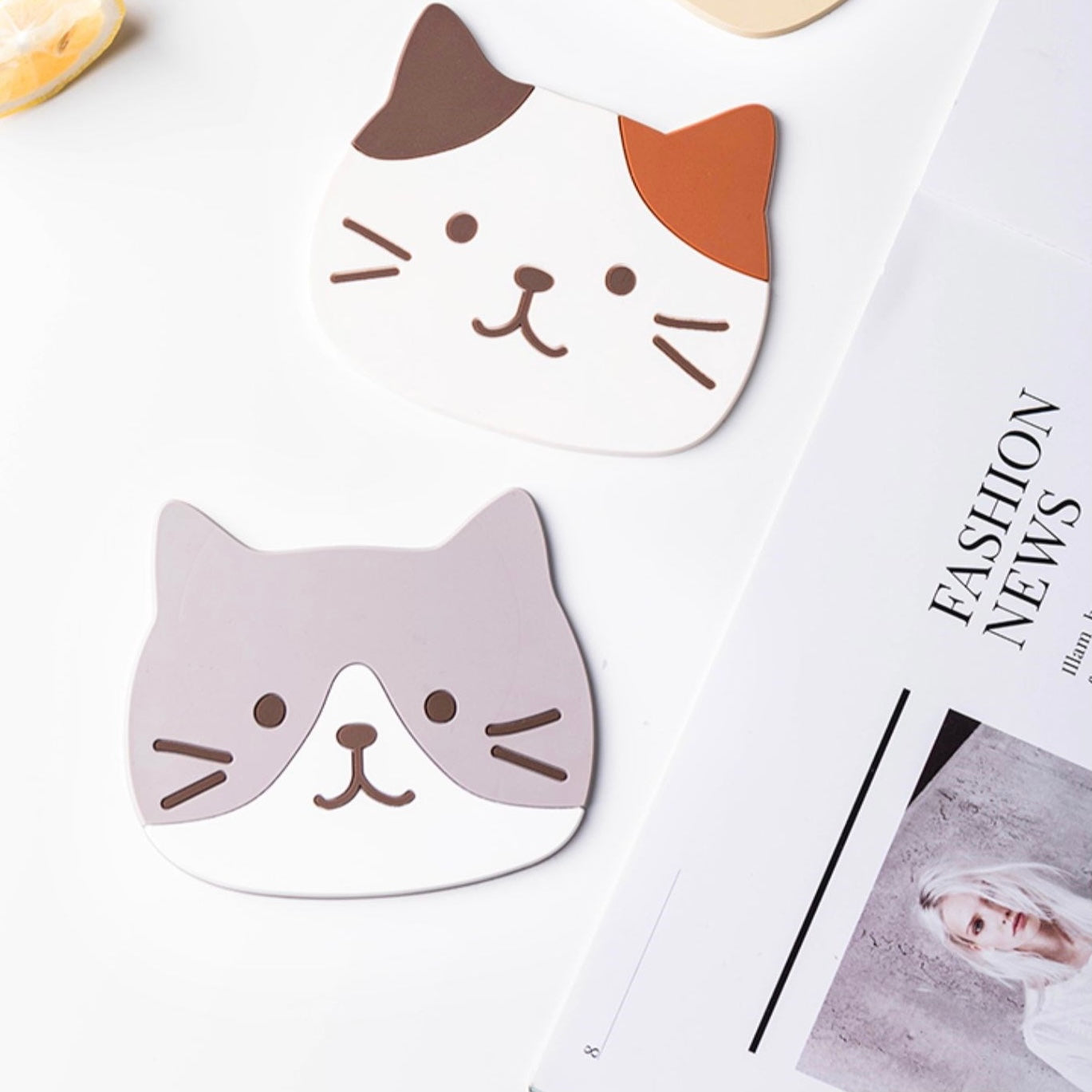 Cute Cat Shape Waterproof Anti-Slip Cup Coaster - Peachymart